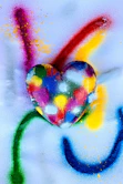 yellow green and pink heart shaped illustration
