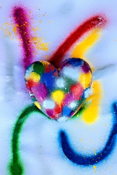 yellow green and pink heart shaped illustration