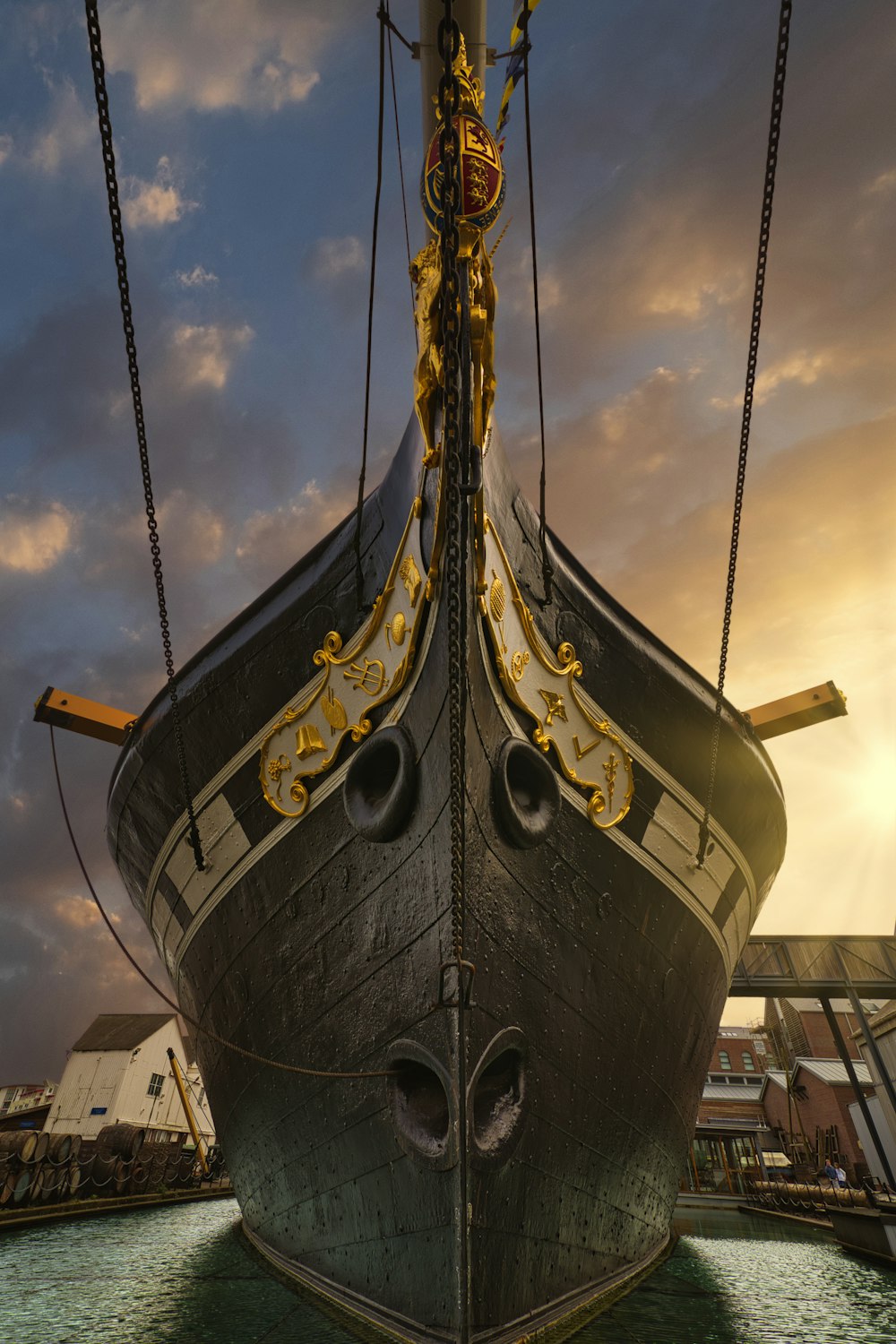 brown and black ship on dock during daytime