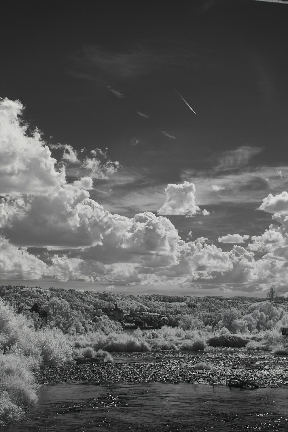 white clouds over the mountains