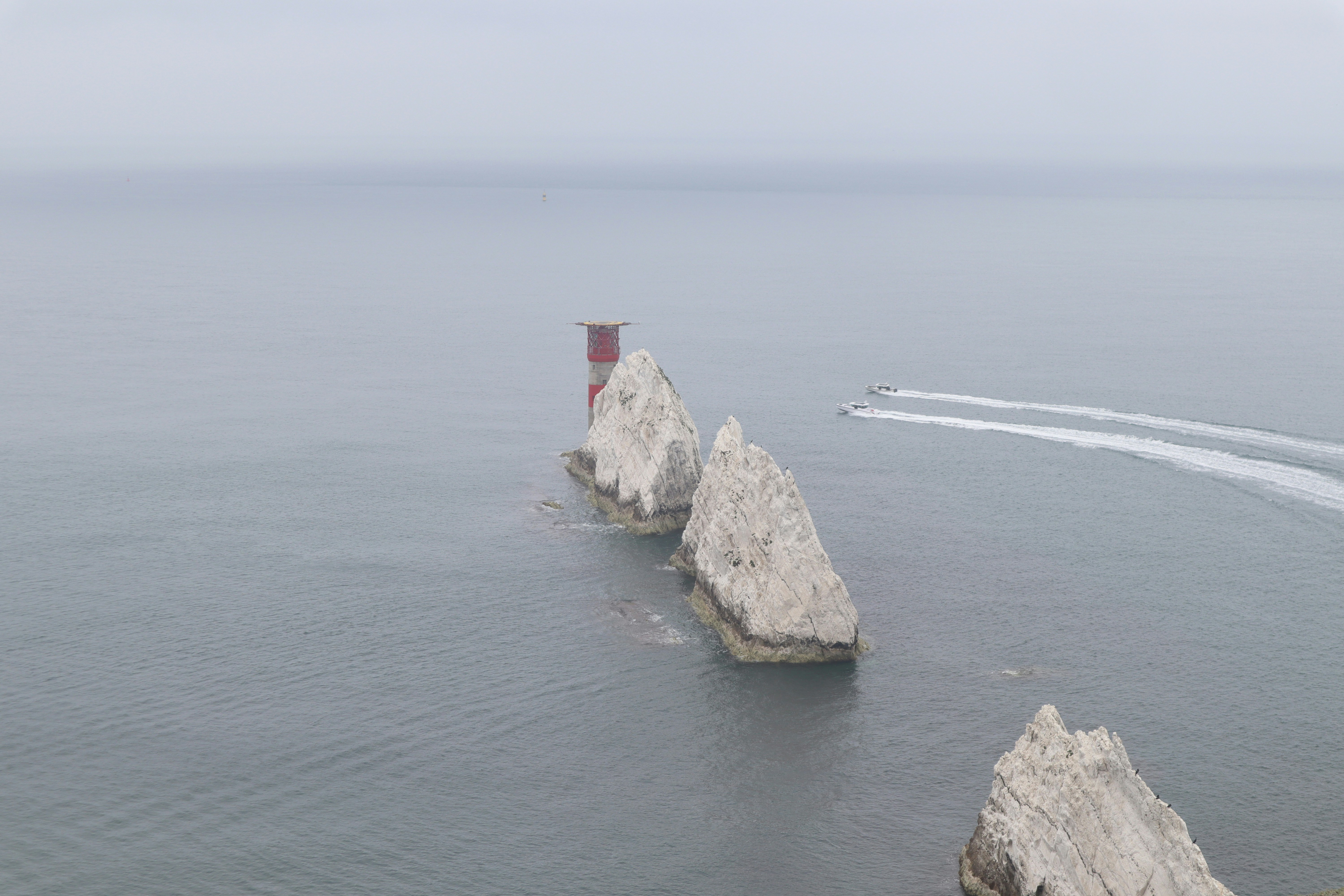 Two speed boats near The Needles, Isle of Wight