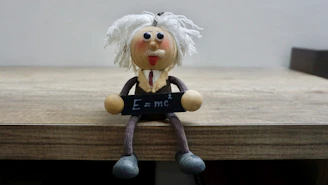 white and black plush toy on brown wooden table