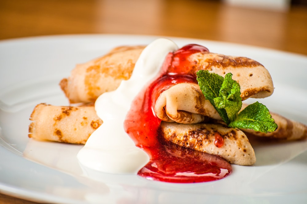 white ceramic plate with food