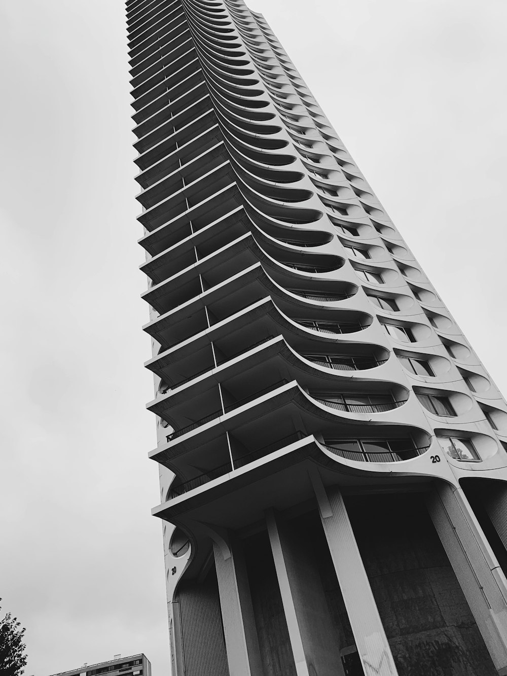 grayscale photo of concrete building