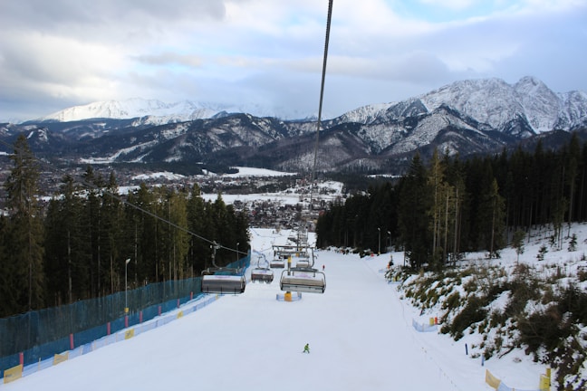 Instructor giving a ski lesson to a small group on a gentle hill.