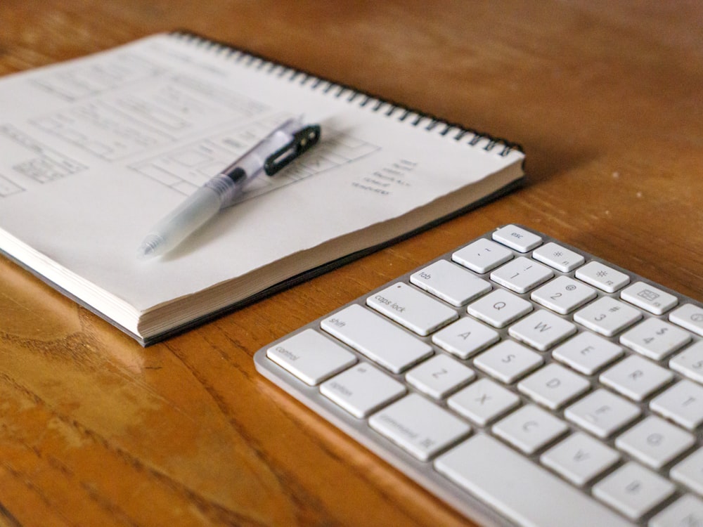 white click pen on white ruled paper