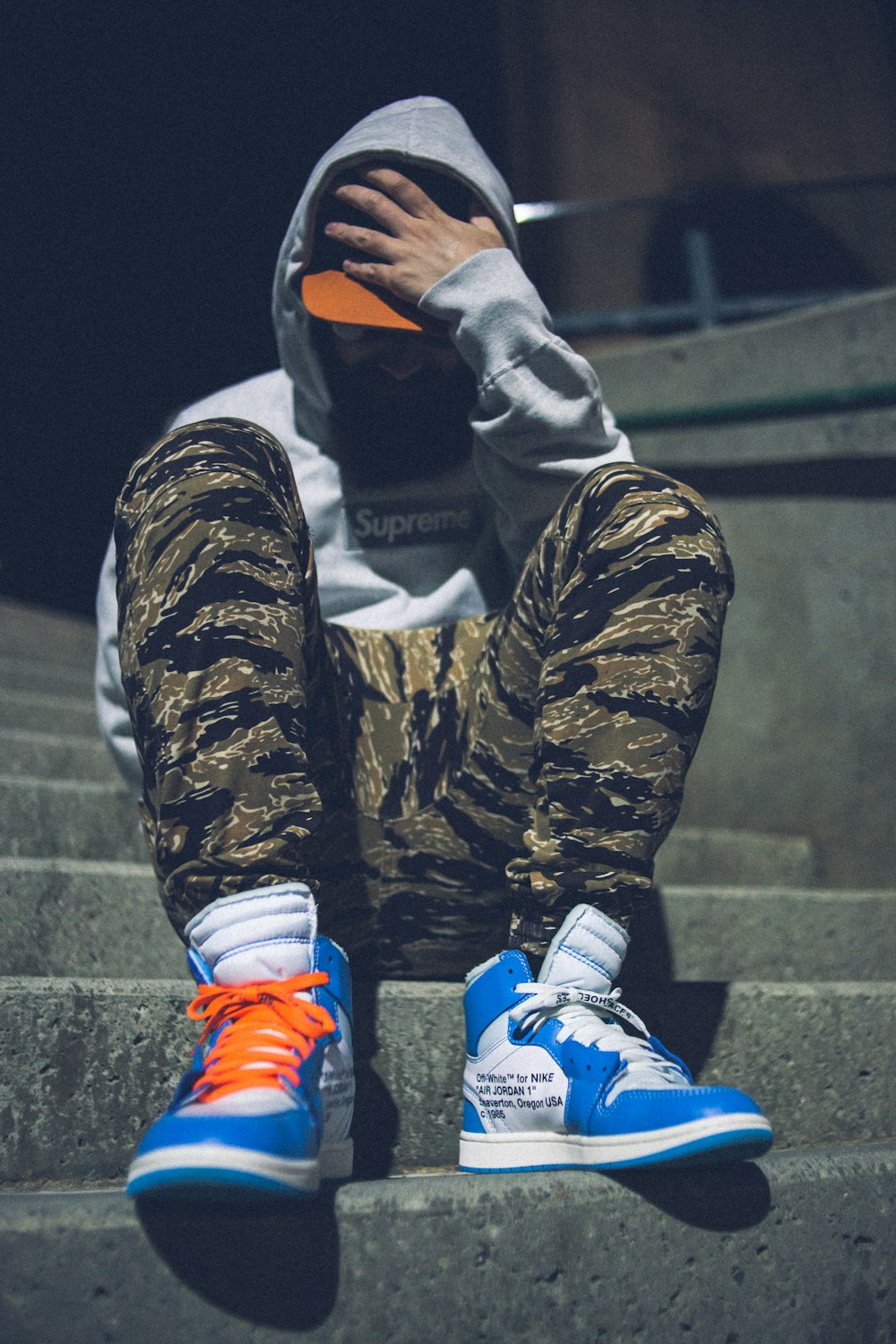 person in black and brown camouflage jacket and blue and white nike shoes  photo – Free Hype beast Image on Unsplash