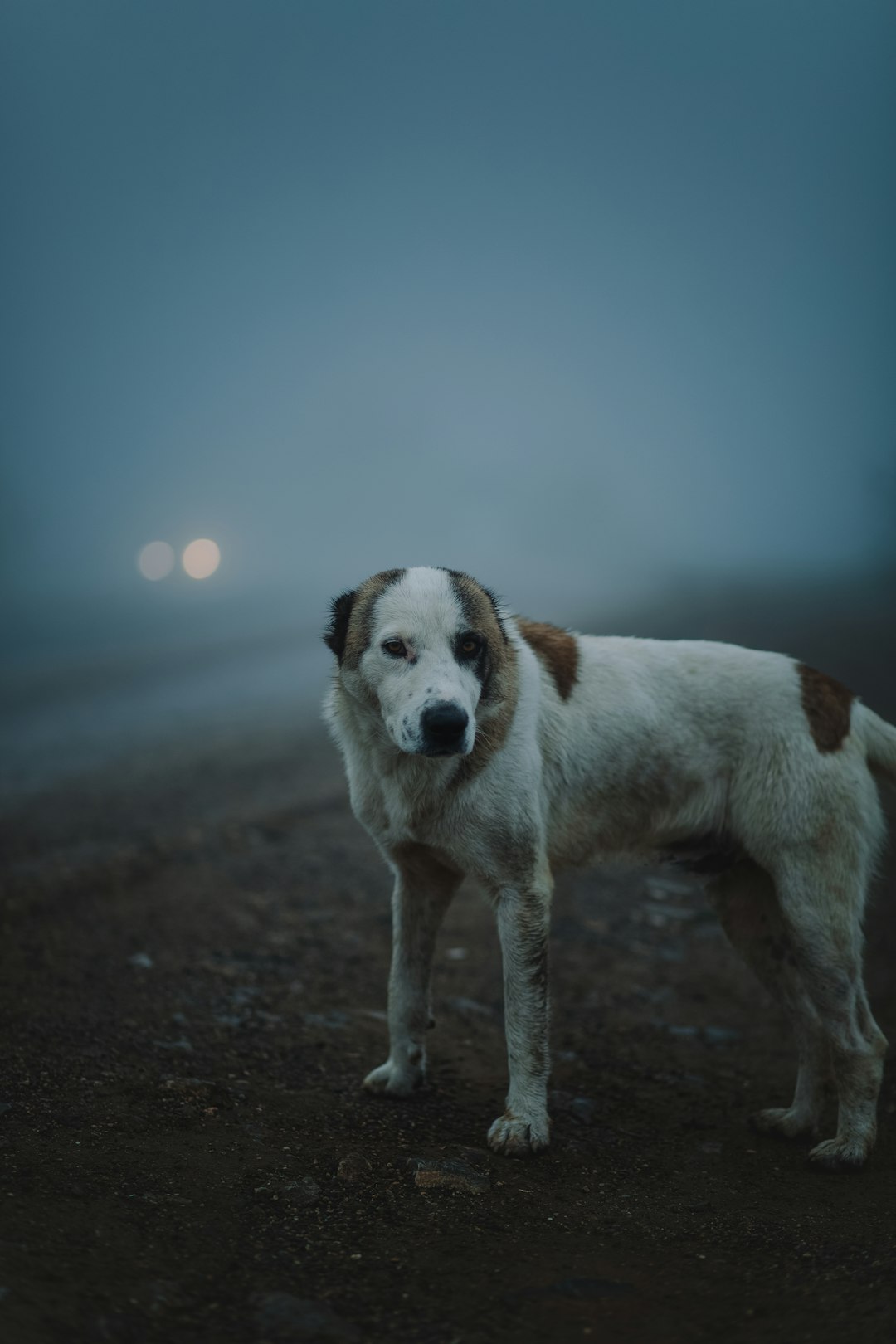 white and brown short coated dog on black sand during daytime