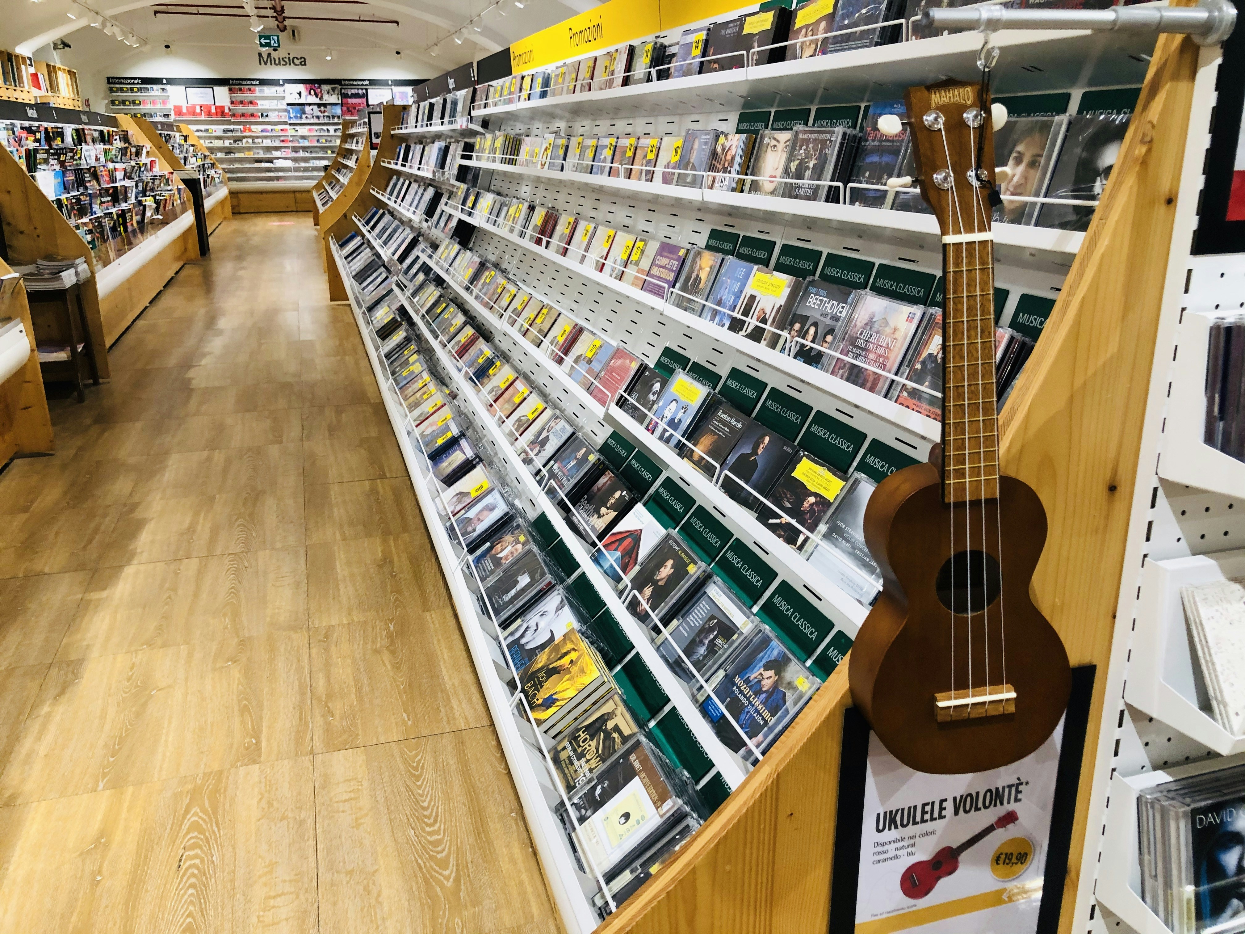 Acoustic guitar on floor