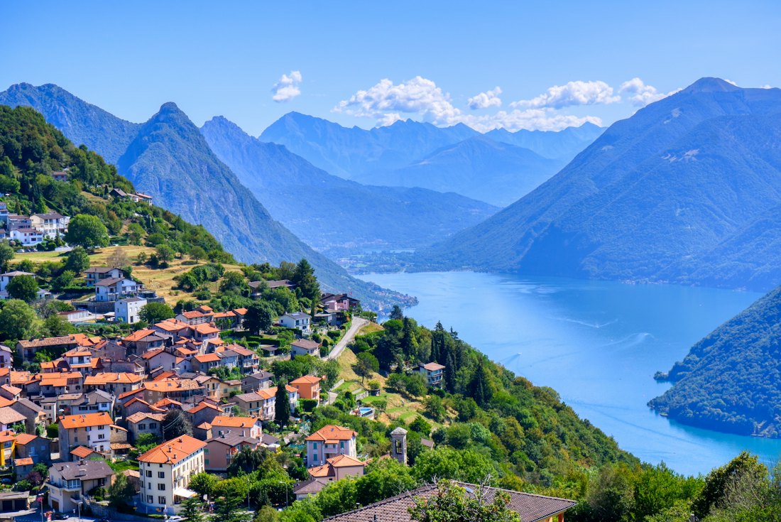 Lugano and its lake seen from Monte Brè