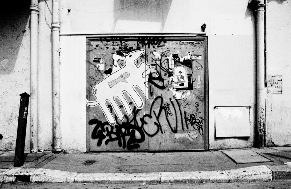 black and white wall graffiti