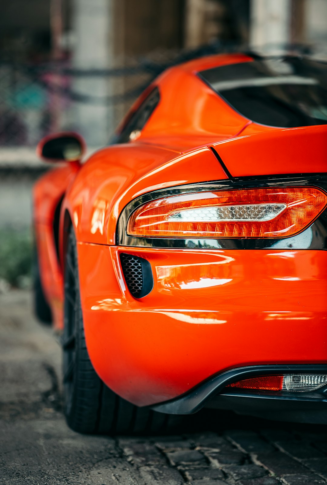 orange car with white light