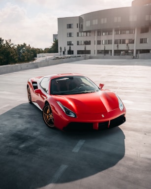 red ferrari 458 italia on road