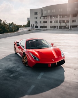 red ferrari 458 italia on road