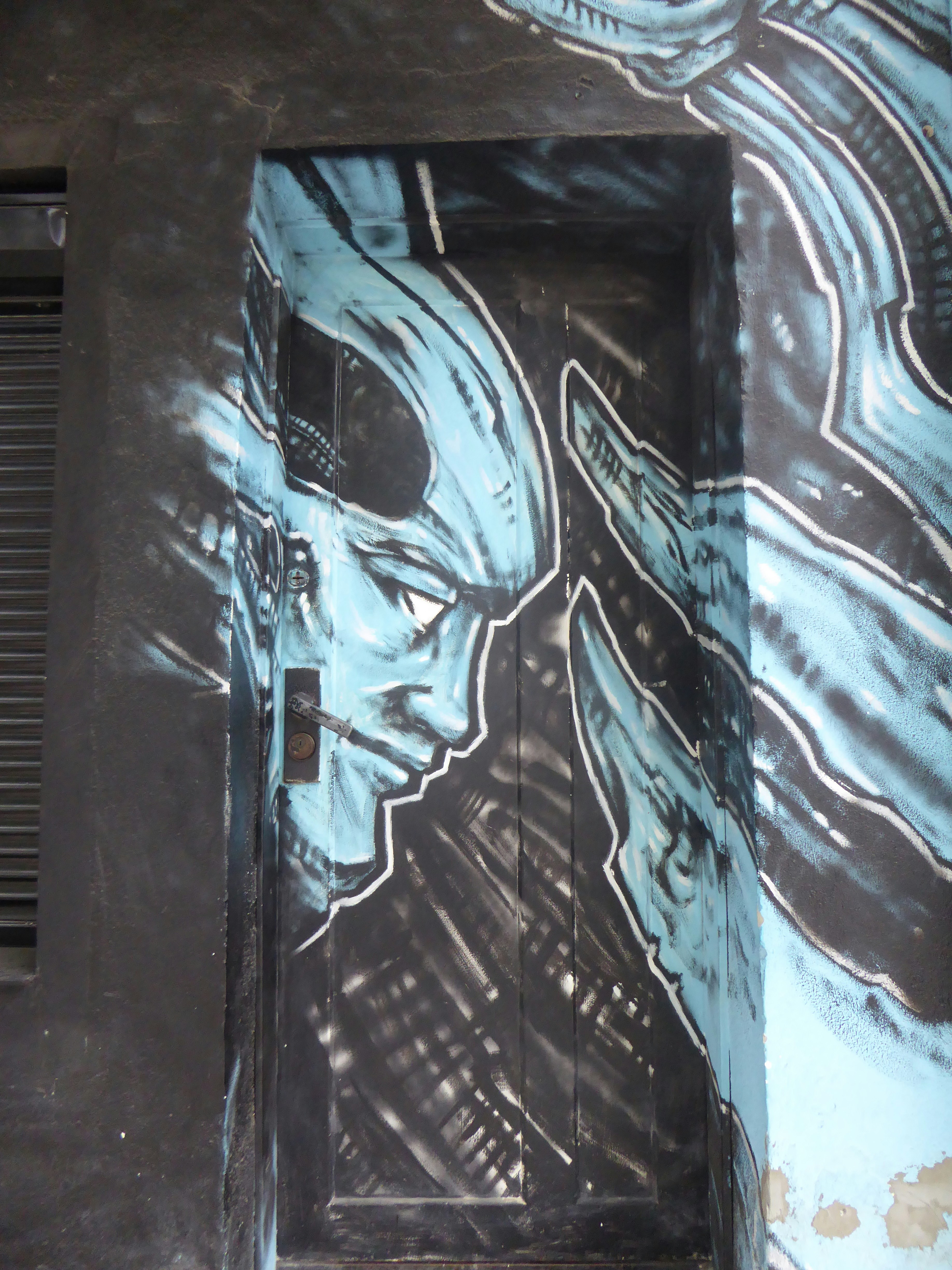 blue and white abstract painting