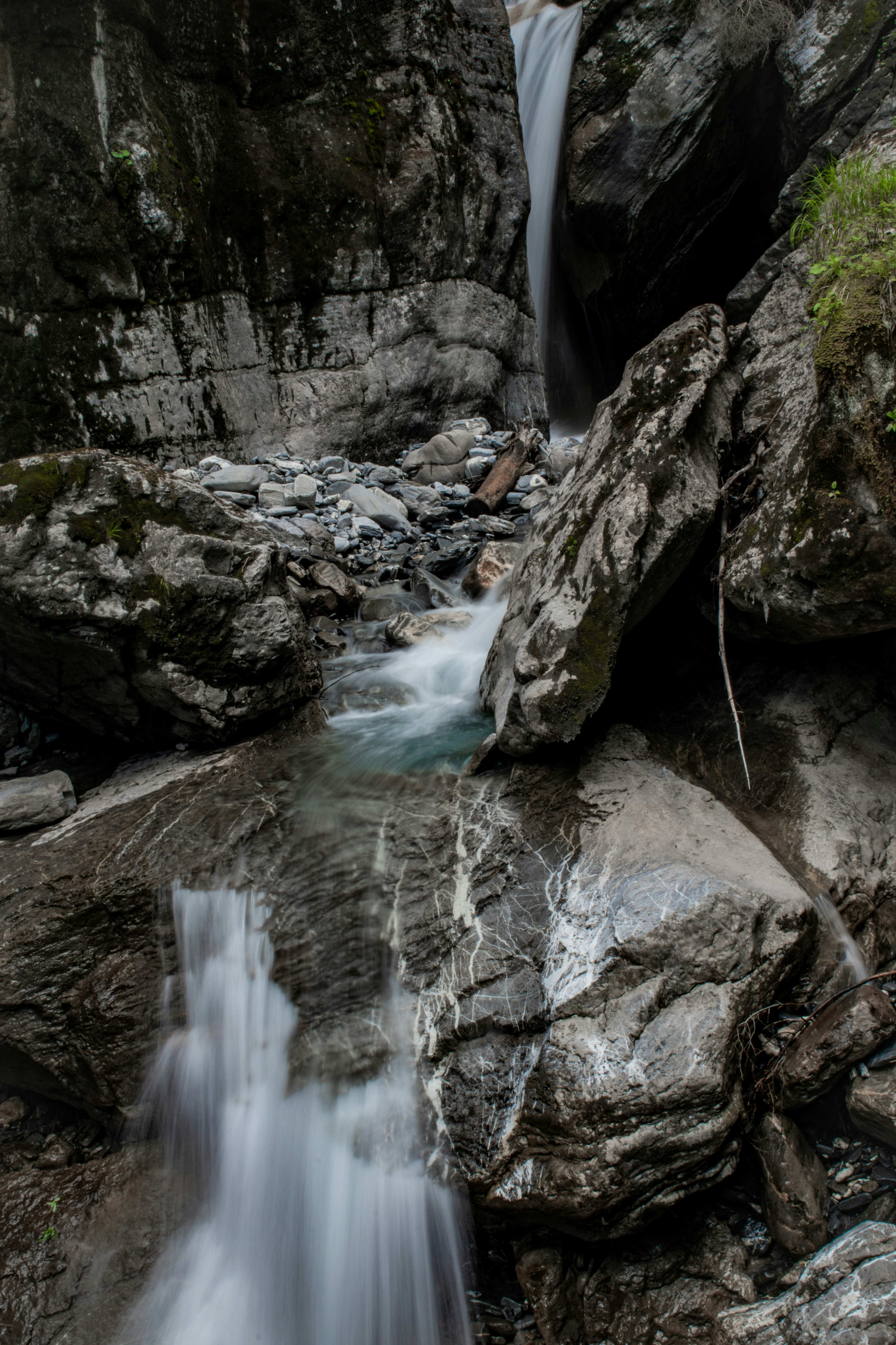 water falls in rocky river