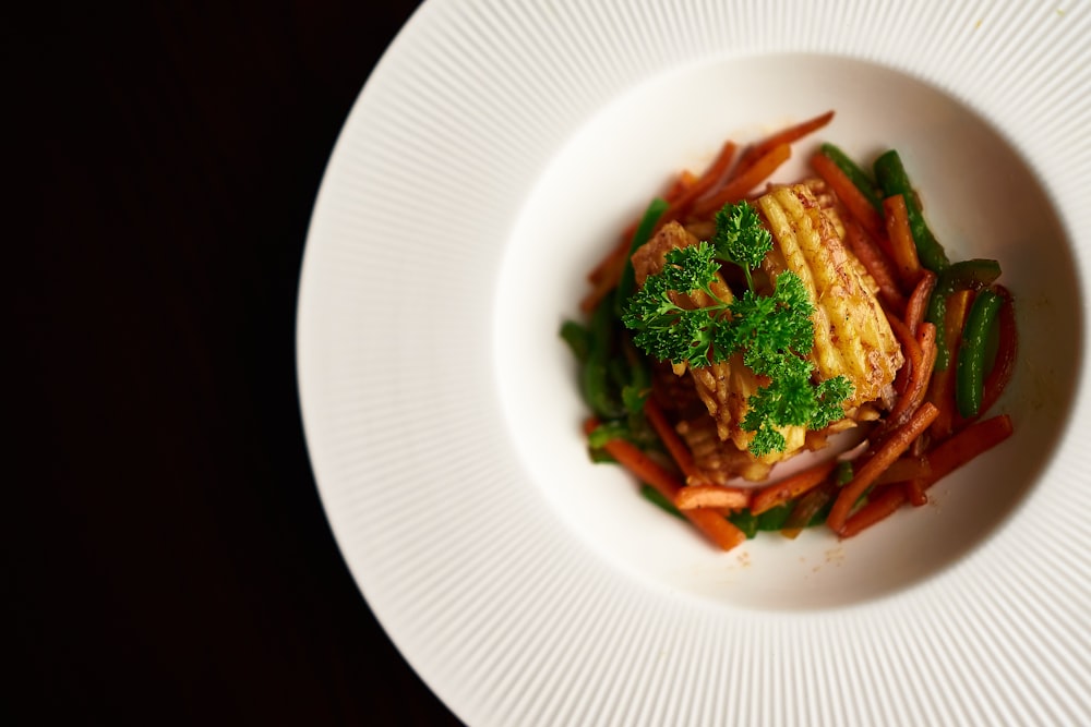 cooked food on white ceramic plate