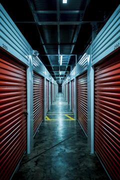 A virtual corridor with multiple doors leading to different factory workspaces.