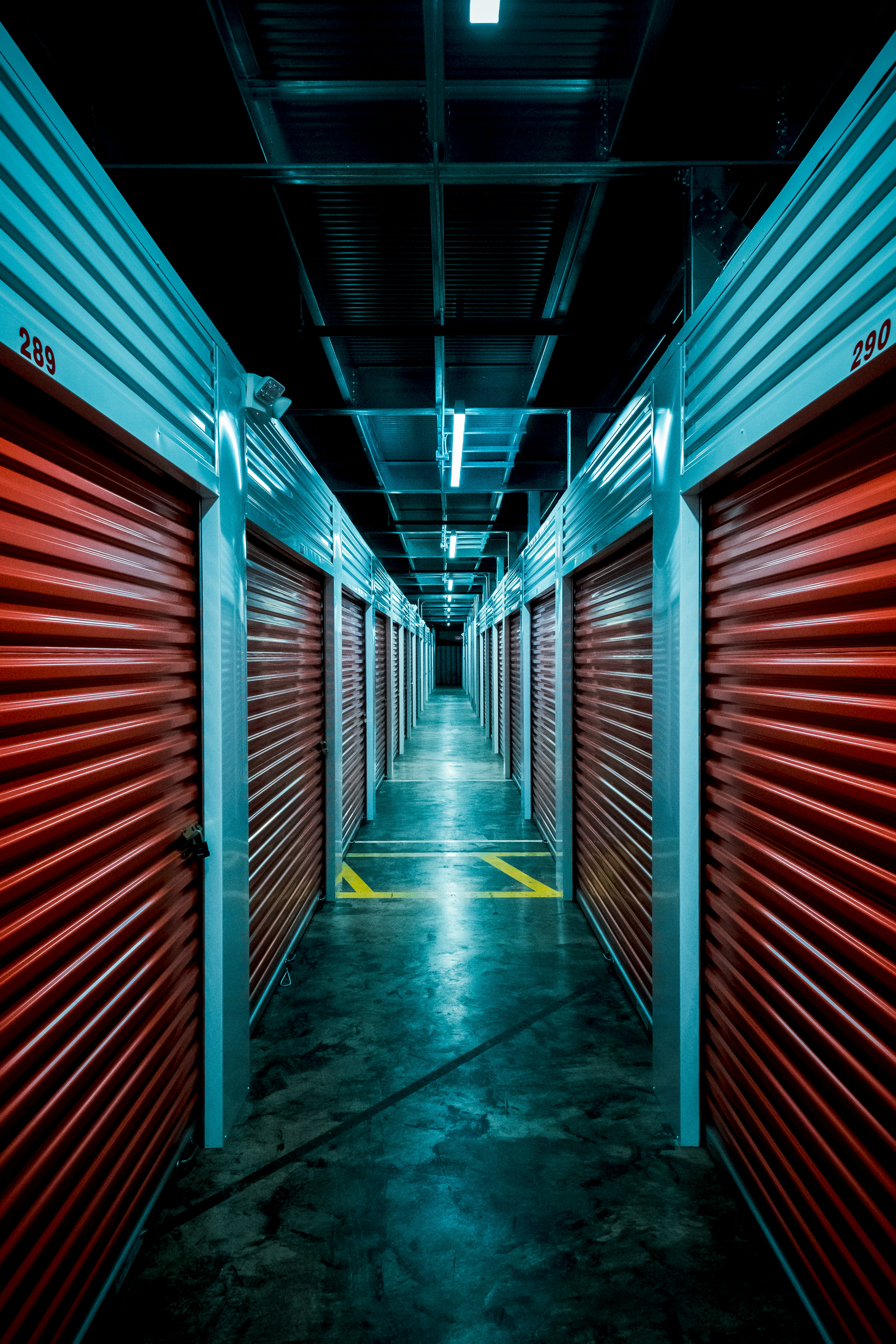 Moody scene inside a storage building.