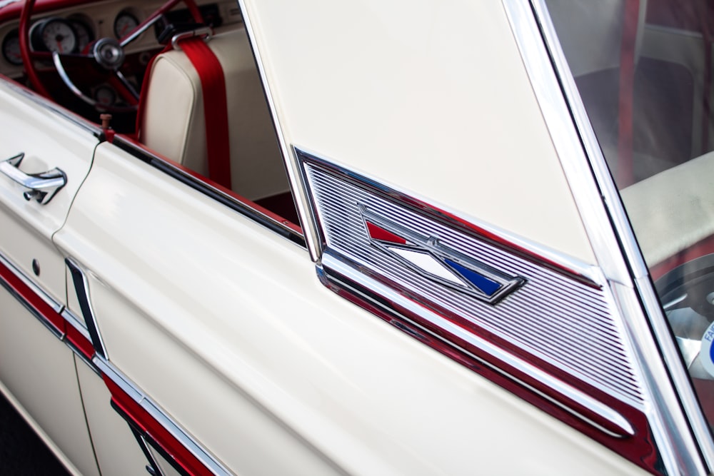 white and red car door