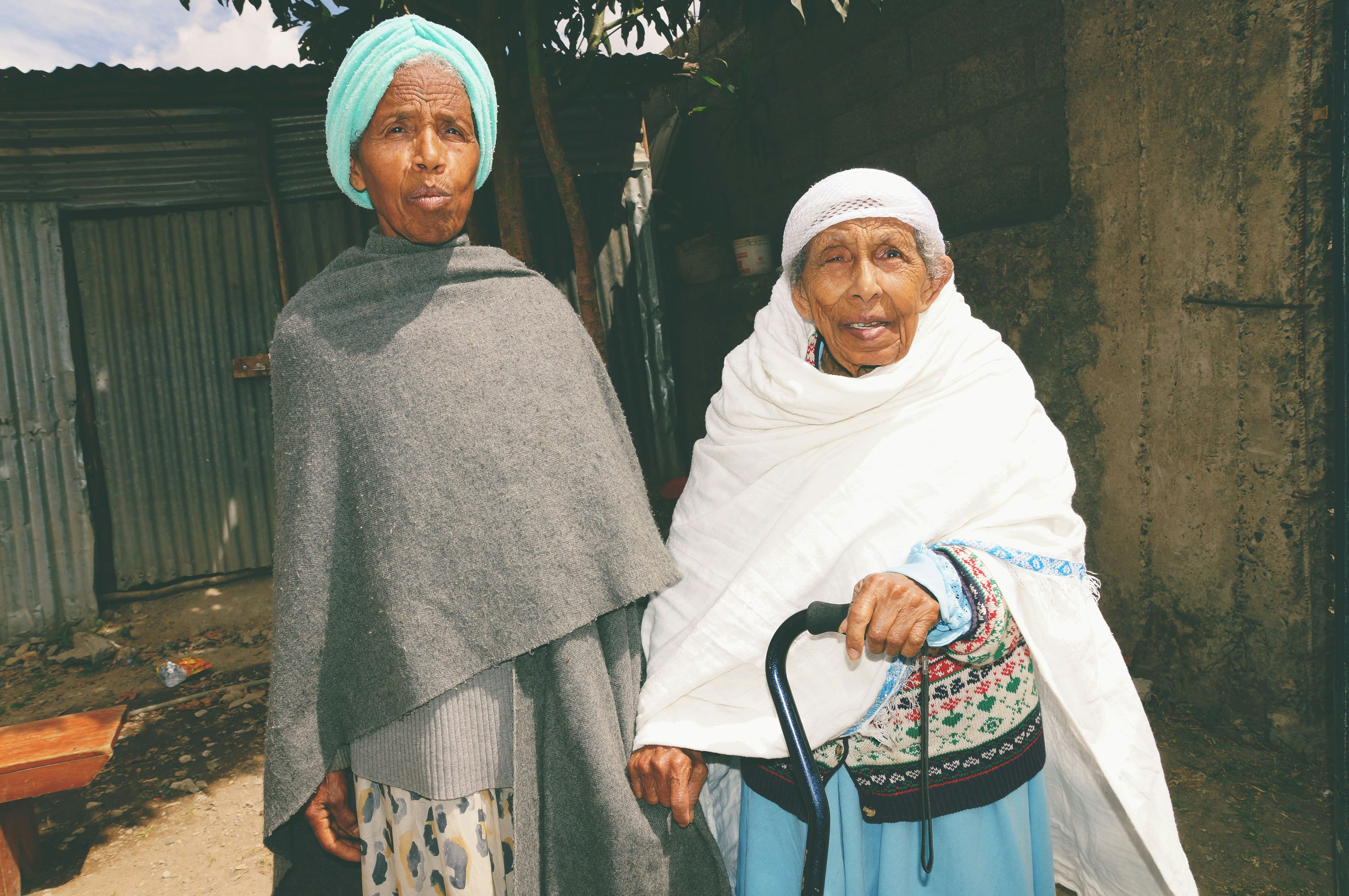 Two beautiful Ethiopian women shot in the countryside while attending a church service at CMS Adventist Church, Ethiopia
