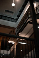 Interior of a commercial building with modern architectural details.