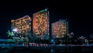 city buildings during night time