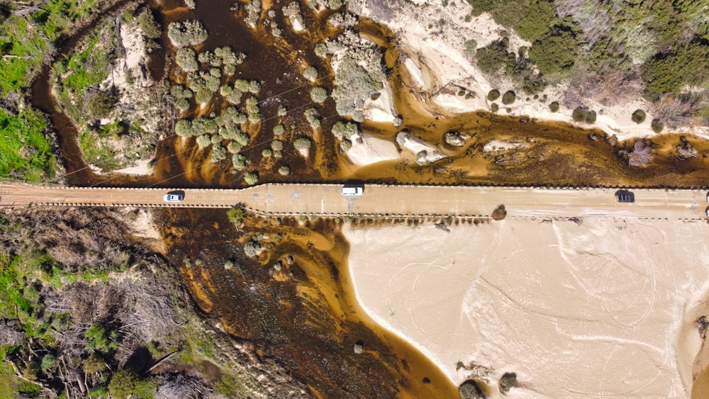 aerial view of a bridge over a river