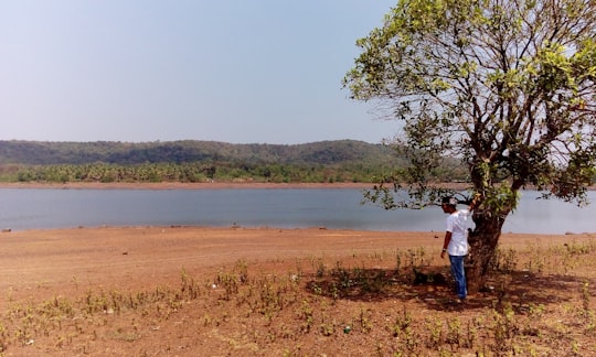 man and woman standing near body of water during daytime in Amthane India