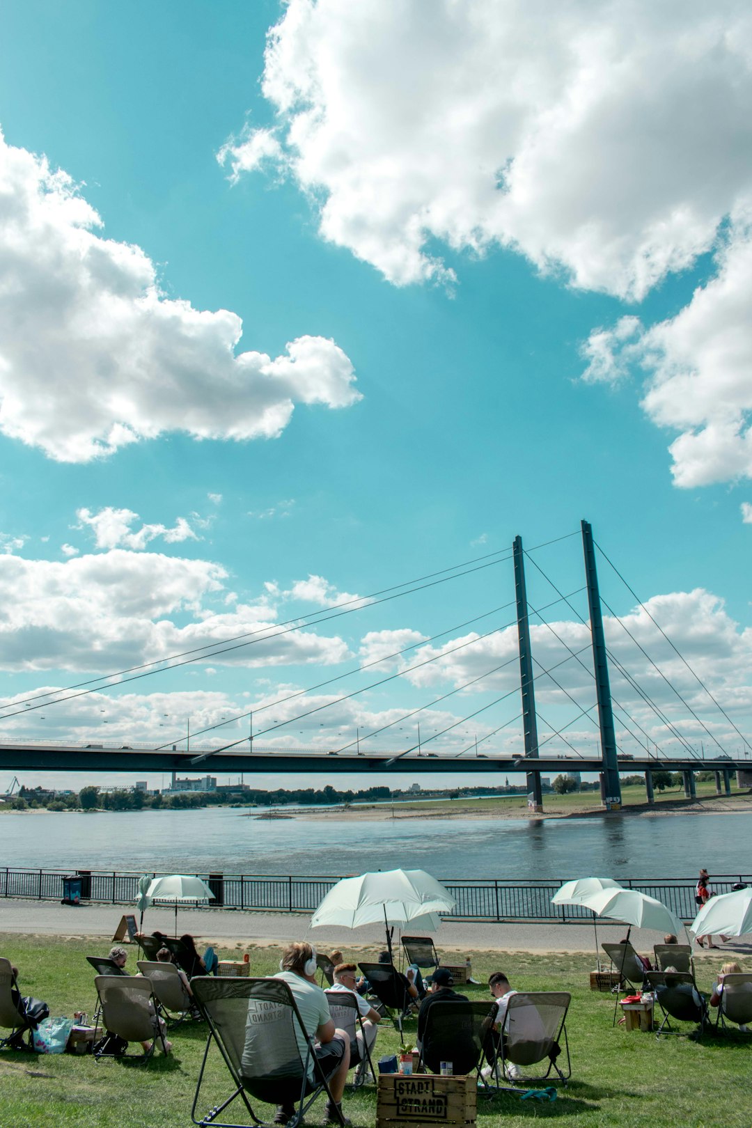 Rheinkniebrücke - From Rheinuferpromenade Düsseldorf, Germany