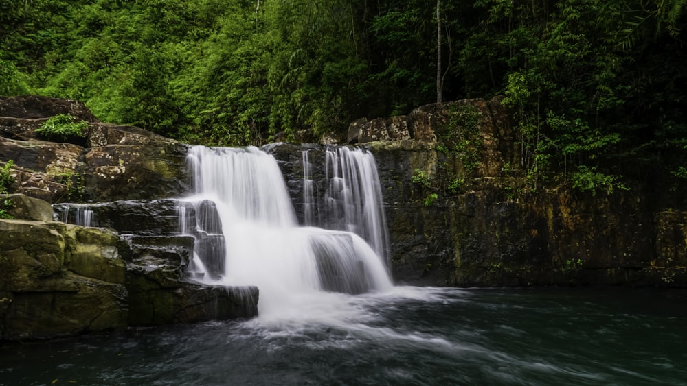 waterfalls in forest during daytime