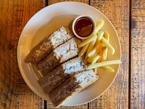 Freshly made sandwiches and traditional snacks served on rustic plates.