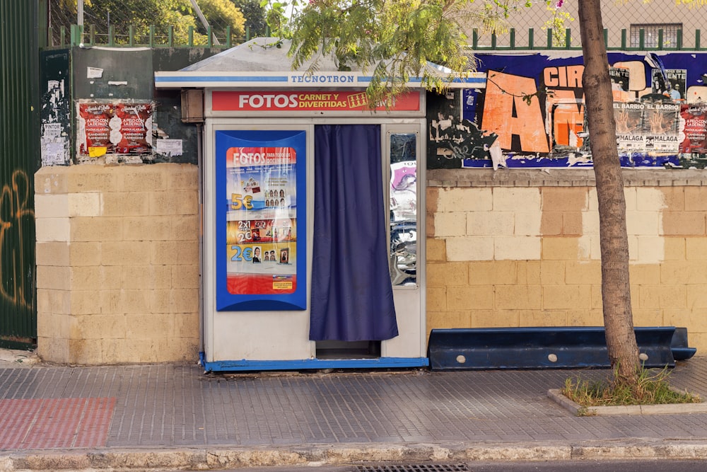 blue and white store front