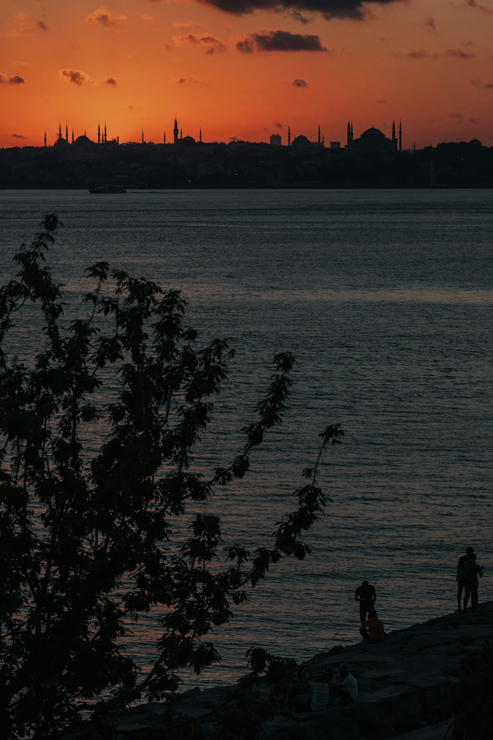 silhouette of people on beach during sunset