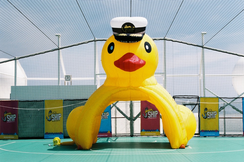 yellow and white duck inflatable float