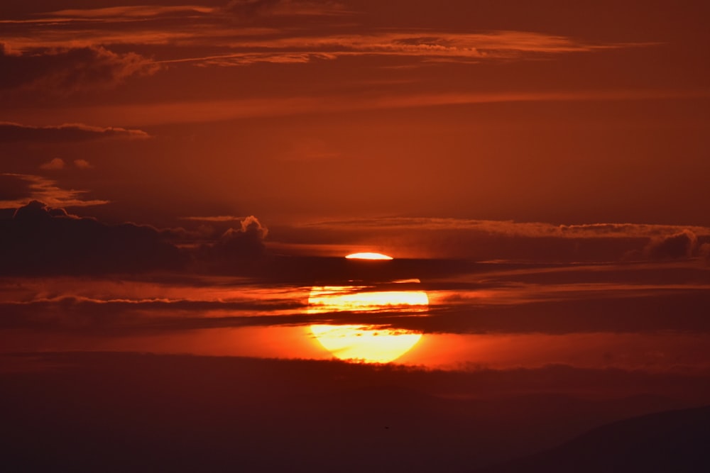 silhouette of mountain during sunset