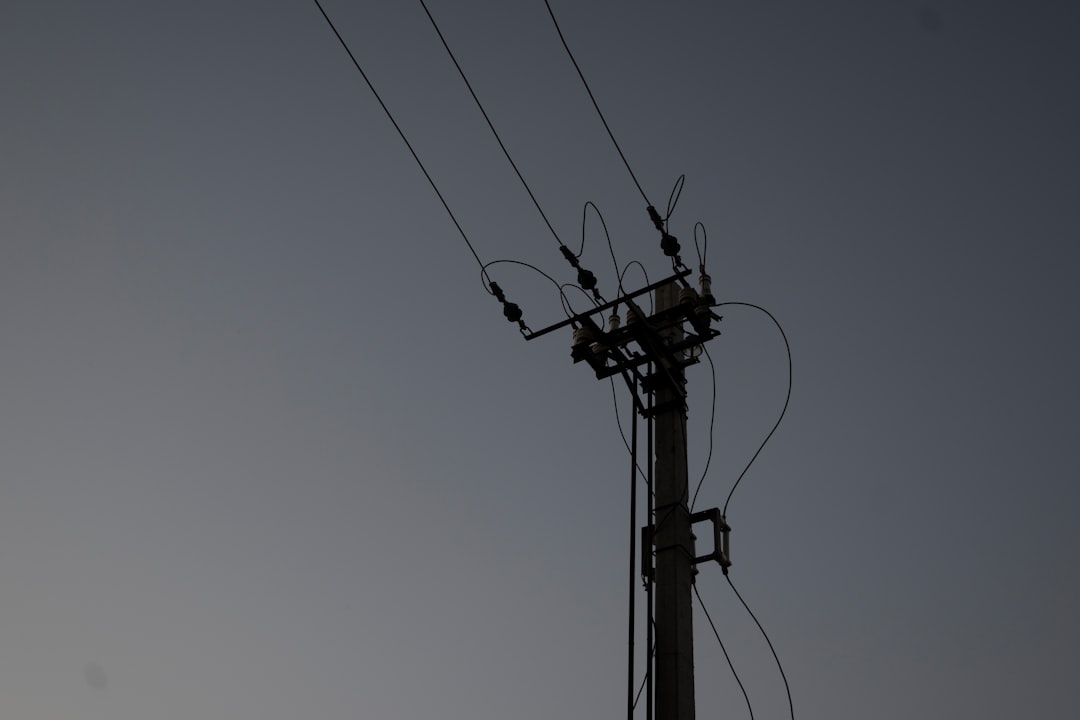 black electric post under gray sky