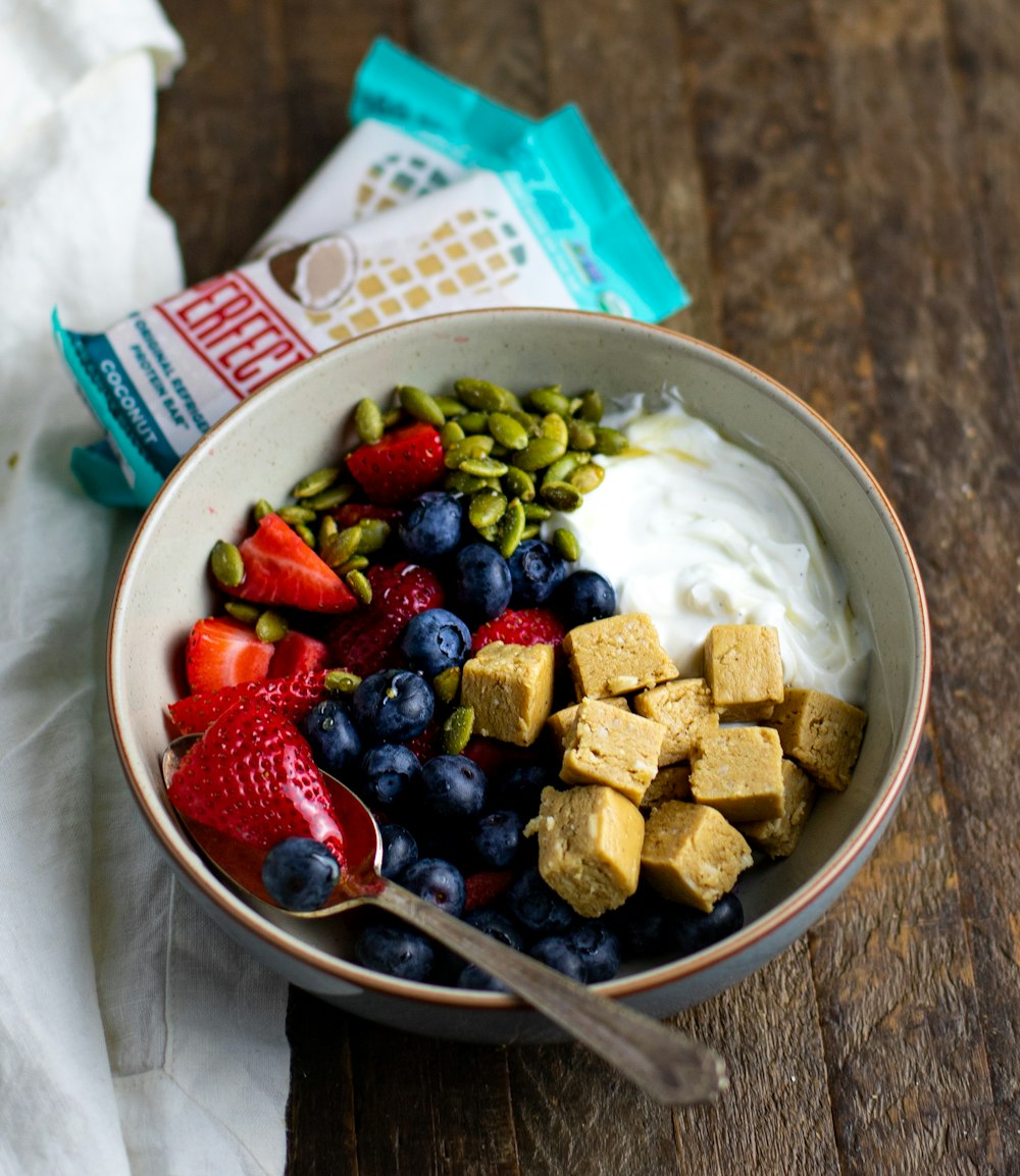 white ceramic bowl with fruits