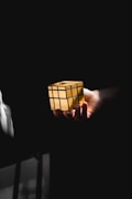 person holding 3 x 3 rubiks cube