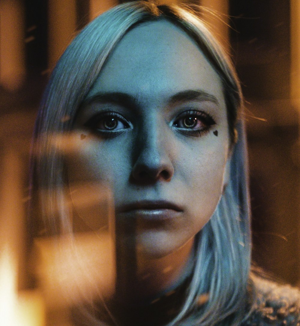 woman with blue hair and blue eyes