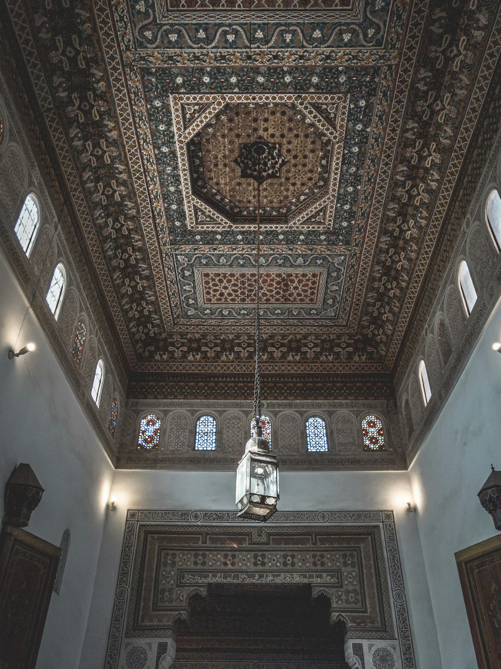 brown and black floral ceiling