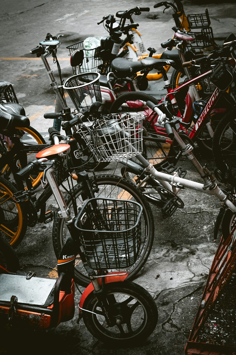 black and red city bikes