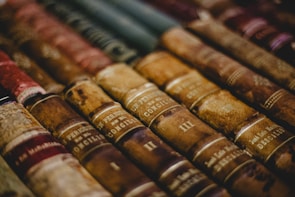 stack of books on shelf