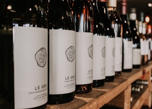 Close-up of a minimalist wine list with clean typography and clear hierarchy on textured paper