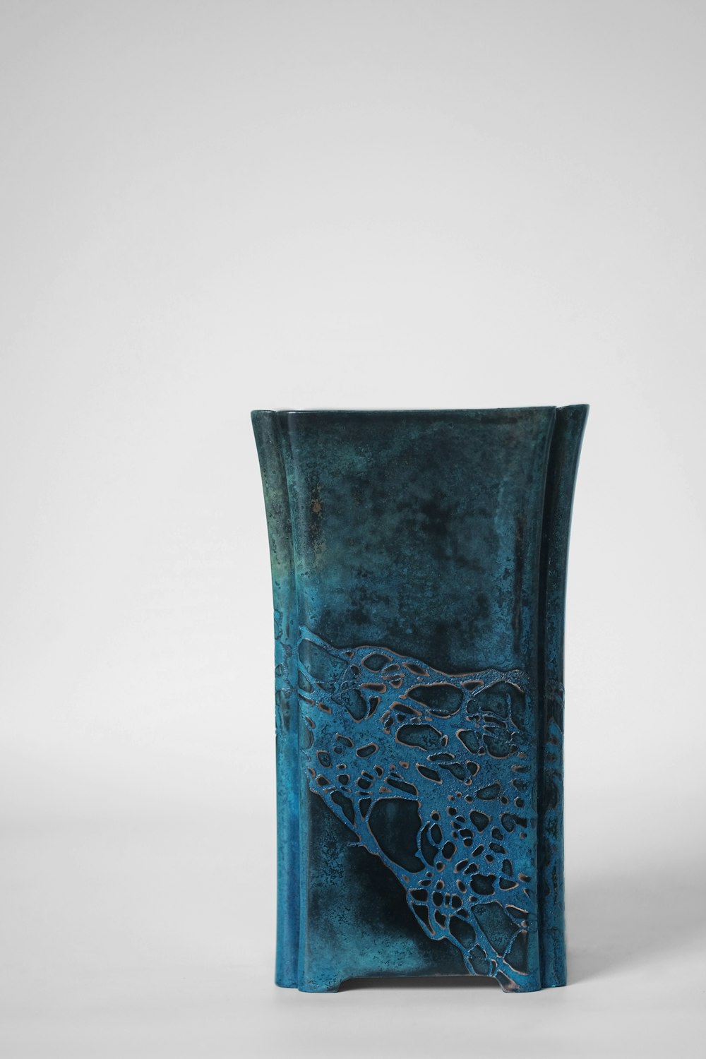 blue and black floral vase