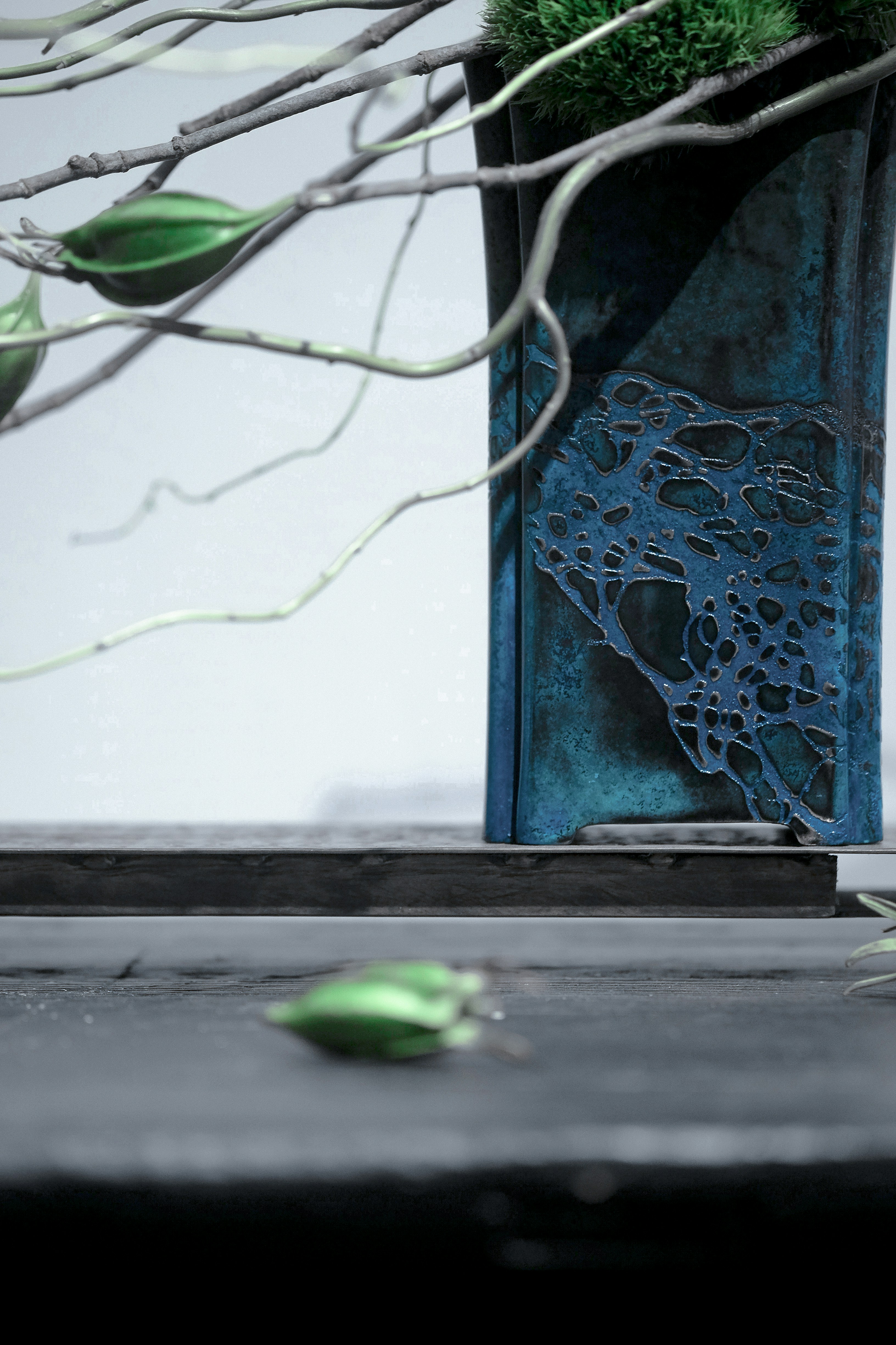 rideau de fenêtre floral bleu et blanc