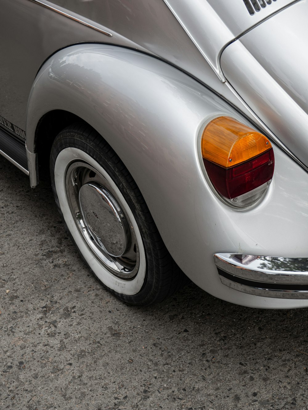 silver car with license plate