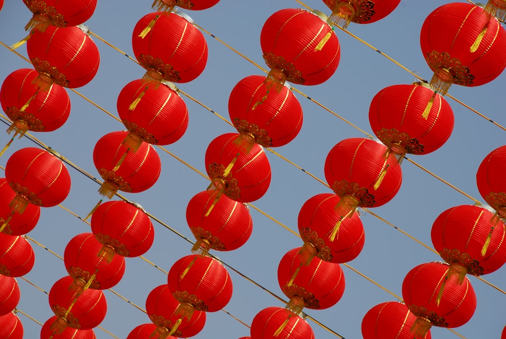 red balloons under blue sky during daytime