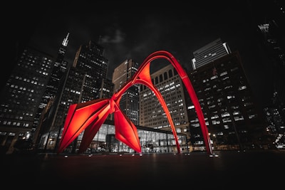 red and black building during night time