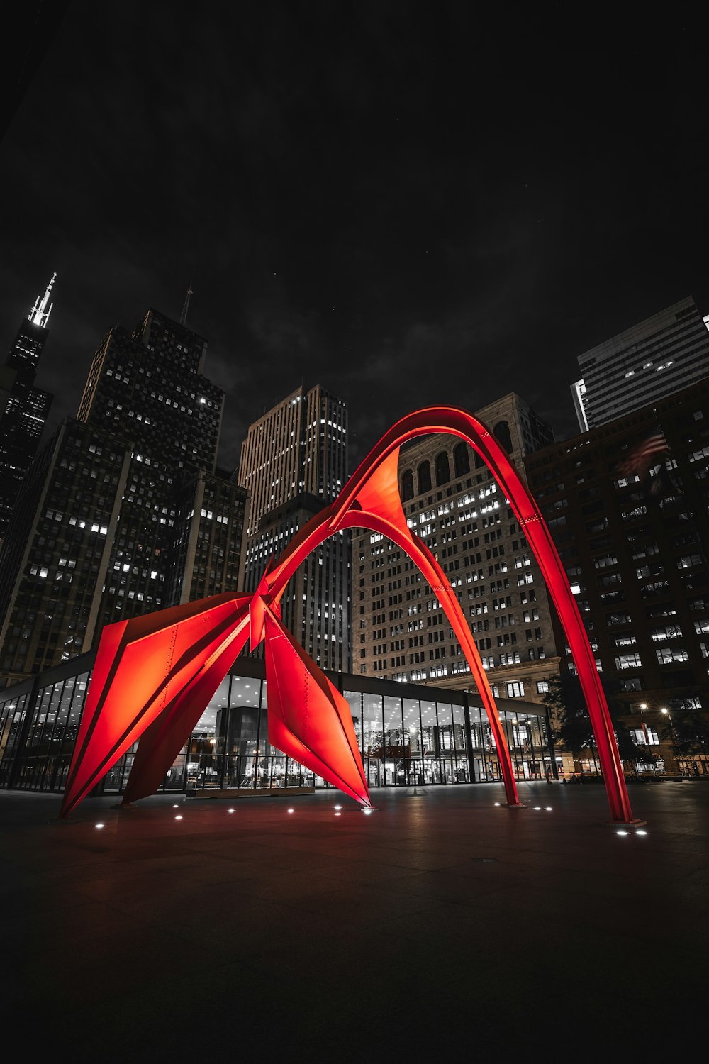 red and blue lighted building during night time